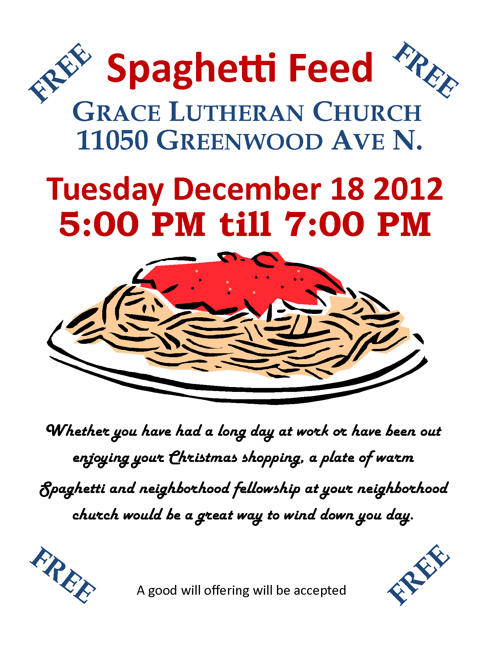 Spaghetti Feed at Grace Lutheran Church